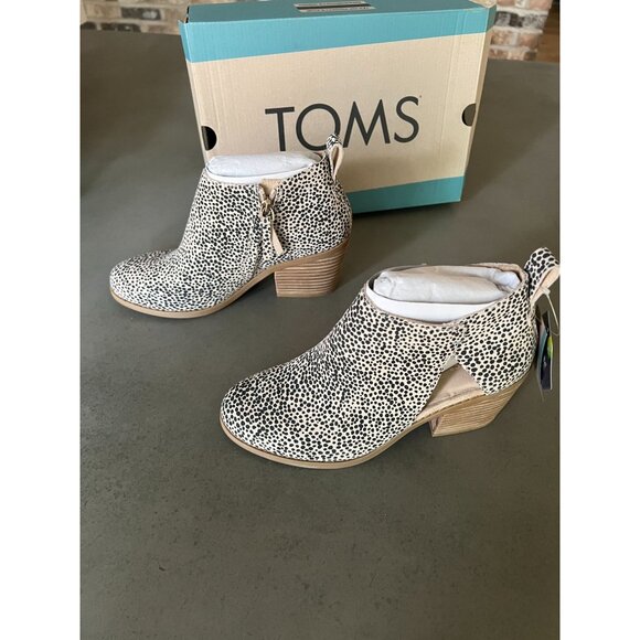 TOMS Women's Lea Macadamia Mini Cheetah Printed Suede Booties Boots Size 6 - Picture 3 of 10